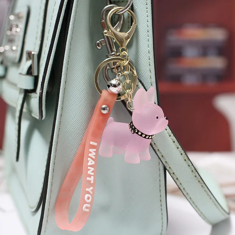 

Transparent Cartoon Animal Puppy Keychain for Women Creative Crystal Cute Sweet Couple Gift Bag Car Key Pendant Key Chains