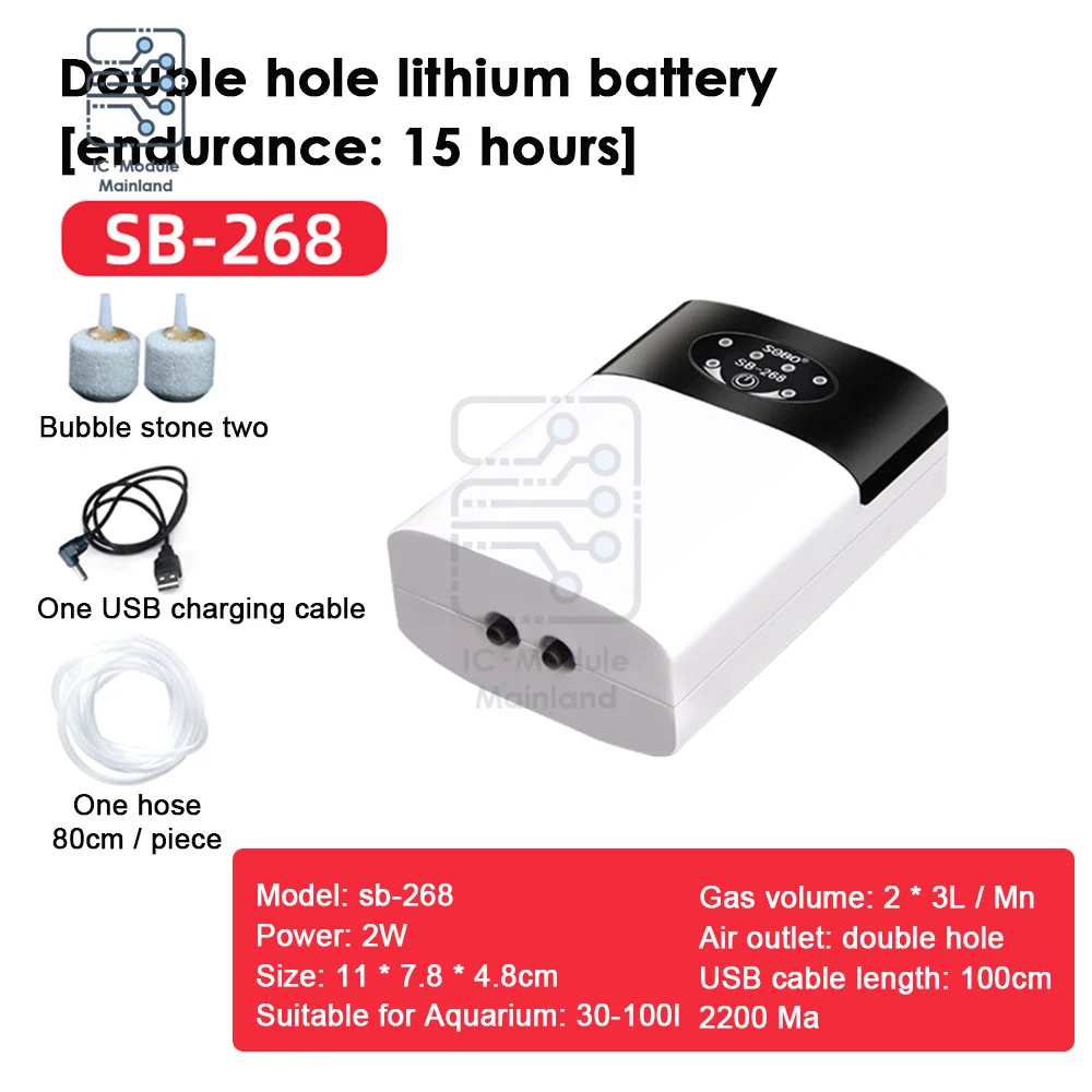 

USB Charging Portable Exhaust Air Stone Ultra Silent Air Compressor Dual-Purpose Oxygen Pump Practical For Fish Tank Aquarium