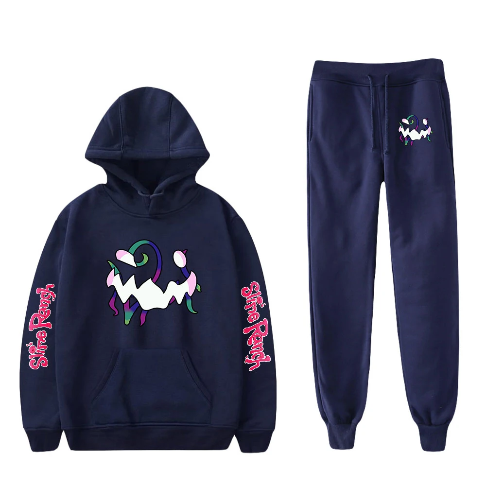 

2021 Slime Rancher Print Fashion Suit Hoodies Sportswear Hooded Sweatshirt + Ankle Banded Pant Two Piece Set Streetwear