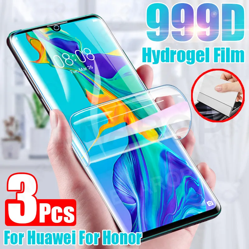 

999D Screen Protector For Huawei P30 P40 P20 Mate 20 30 40 Pro Lite P Smart 2019 Hydrogel Film For Honor 10 20 Pro 30S Not Glass
