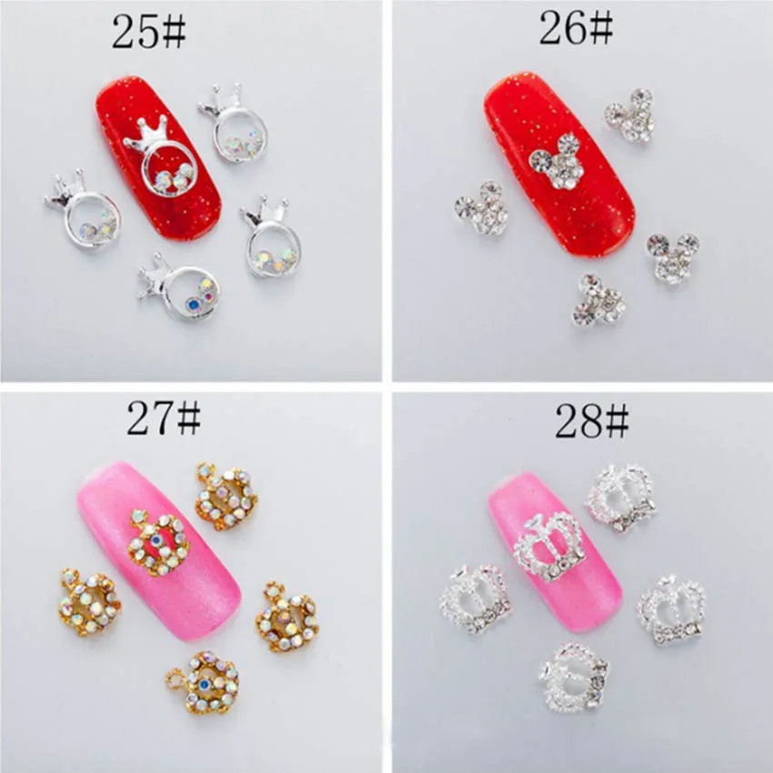 Сплав 3d дизайн ногтей горный хрусталь корона галстук-бабочка плоский задний