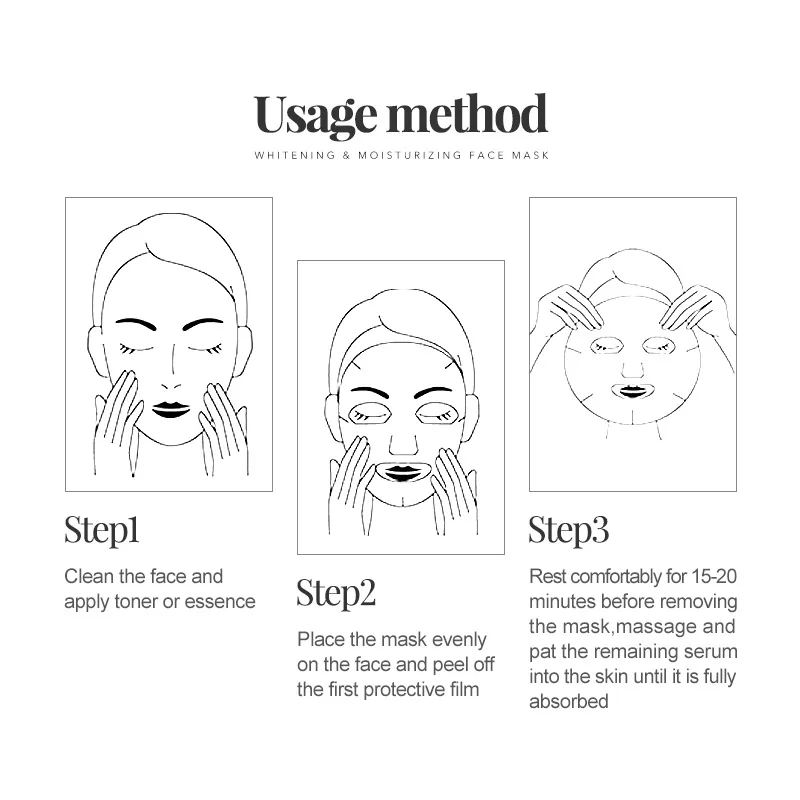 Увлажняющая маска для лица Daralis 10 шт. с гиалуроновой кислотой отбеливающая