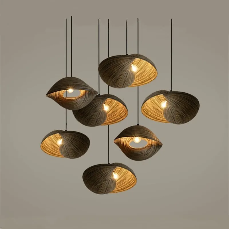 Wood hanging lamp dining room Parlor kitchen shell pendant l