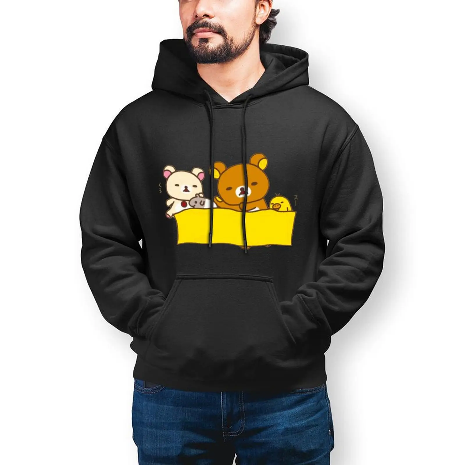 

Rilakkuma Hoodie Nice Long Cotton Hoodies Men Warm Outdoor Pullover Hoodie X