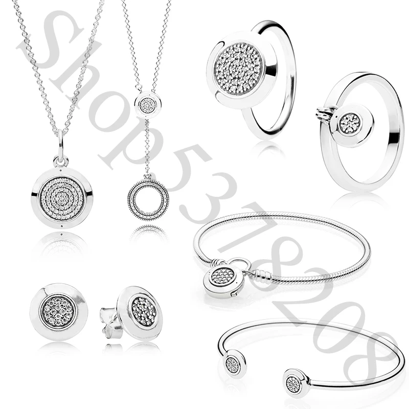 Real 925 Sterling Silver Signature Fashion Ring Earring Bangle Bracelet Necklace For Pandora Women Bead Charm Gift DIY Jewelry | Украшения