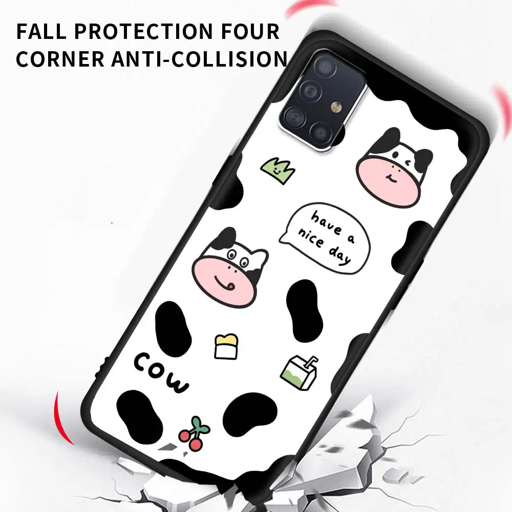 

Cute Cartoon Cow Phone Case For Samsung Galaxy A51 A71 A21S M31 M31s M30s A31 A41 A11 A01 M51 Soft Matte Coque Back Cover