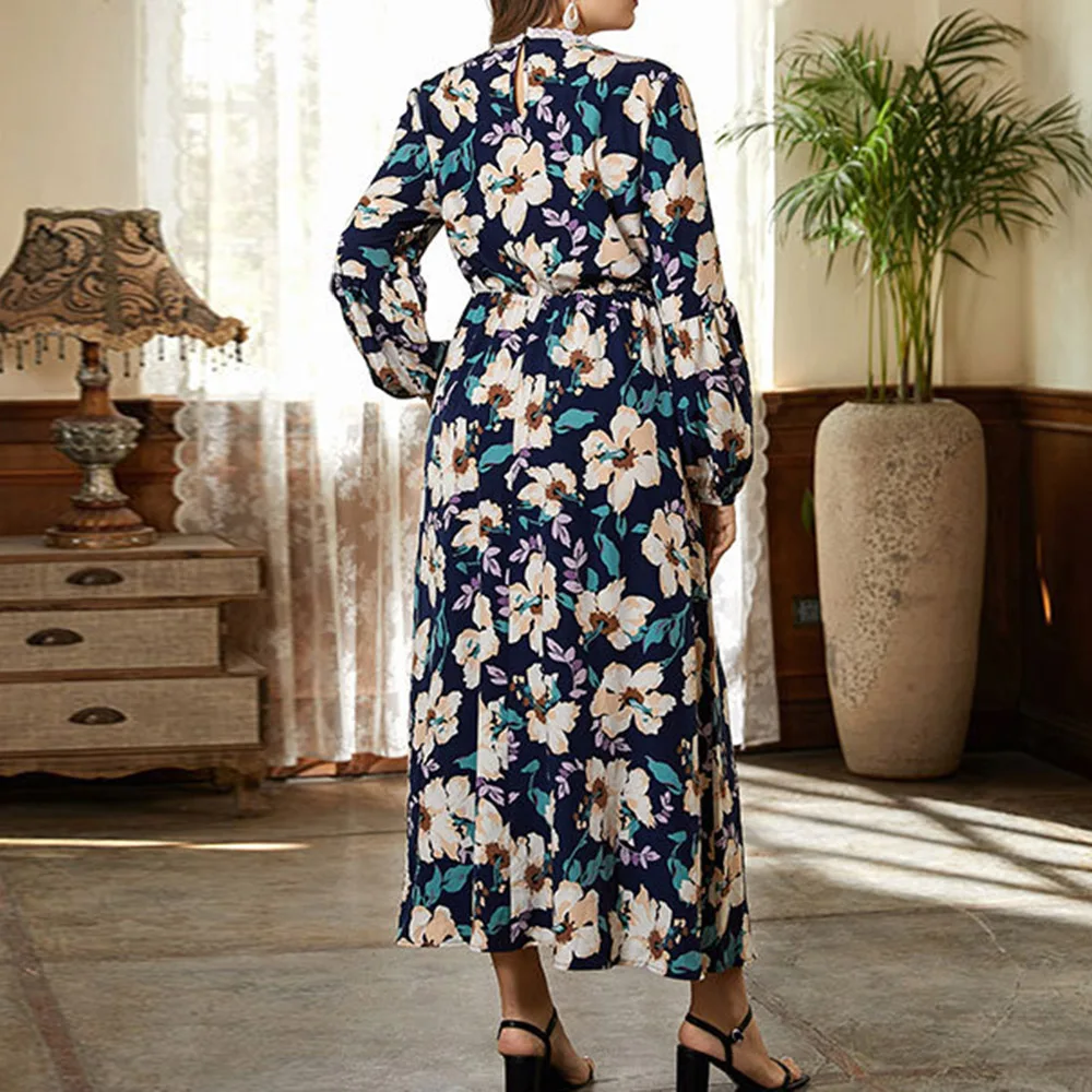 

Turkey Abaya Muslim Dress Woman Oversize 4XL Casual Loose Long Sleeve Dresses Plus Size Femme 2021 New Fashion Holiday Vestidos