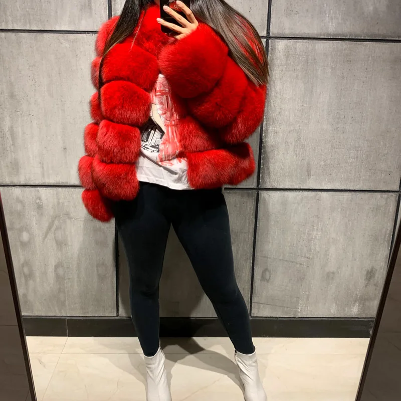 Женская куртка из натурального меха Лисьего с длинным рукавом и