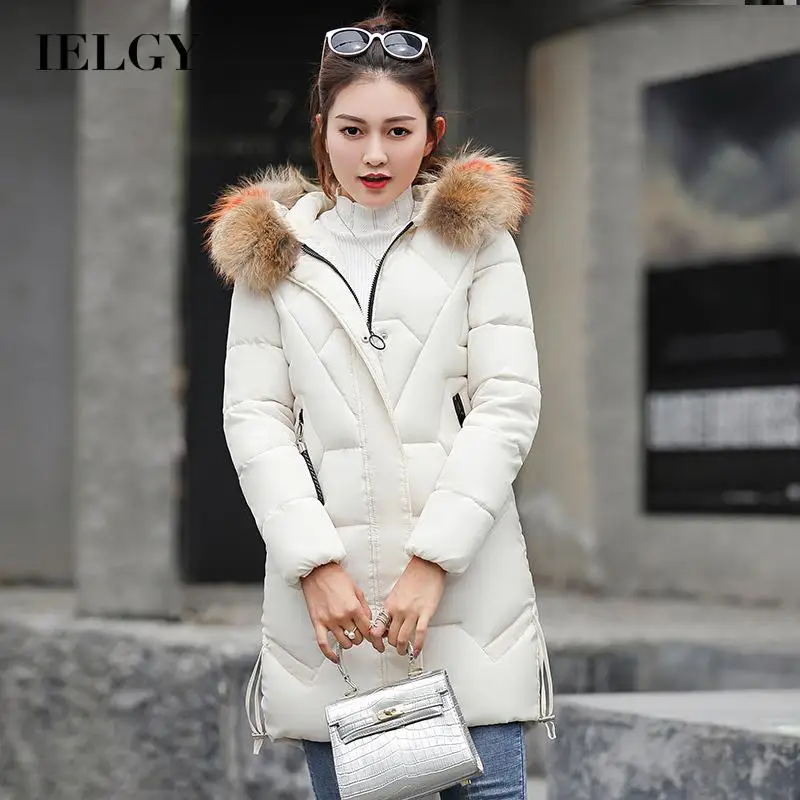 IELGY women's winter new style cotton-padded jacket thick mid-length slim down Korean version large size