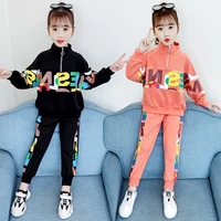 2021new kids clothes sets girls autumn clothing teens casual big childrens letter sweater pants fashionable sports suits