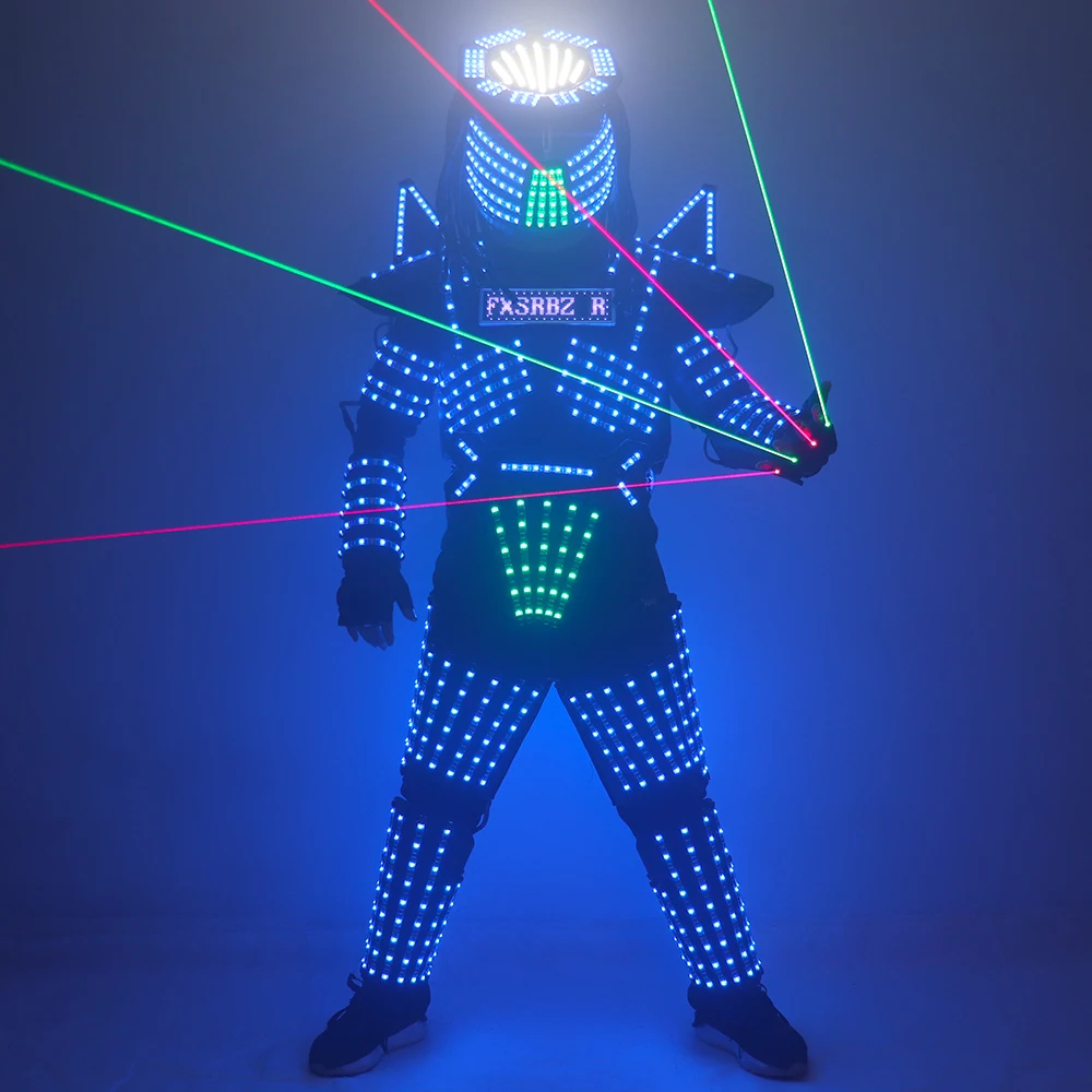 LED Robot Suit Costume Stage Dance RGB Luminous Armor Nightclub Bar Light Show Mechanical Clothes jacket |