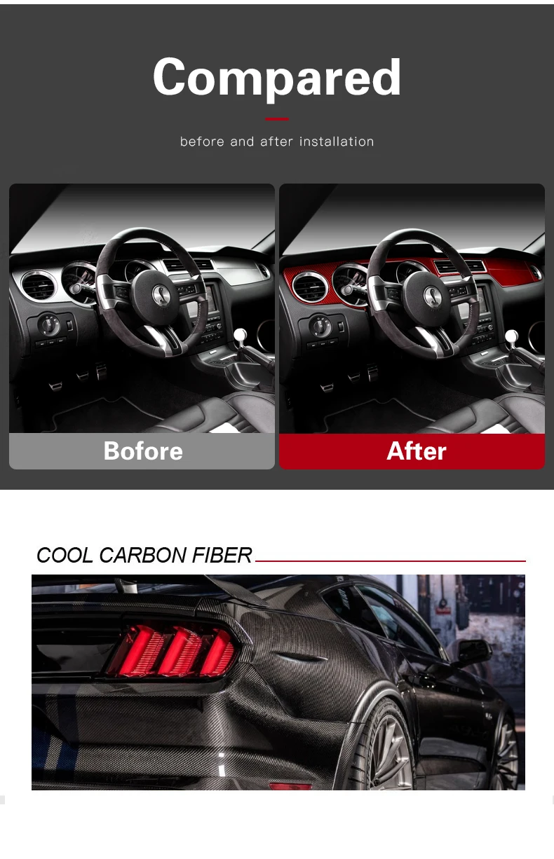 Для Ford Mustang 2009-2013 Автомобильные наклейки из углеродного волокна приборная панель внутренняя отделка Литые декоративные полосы