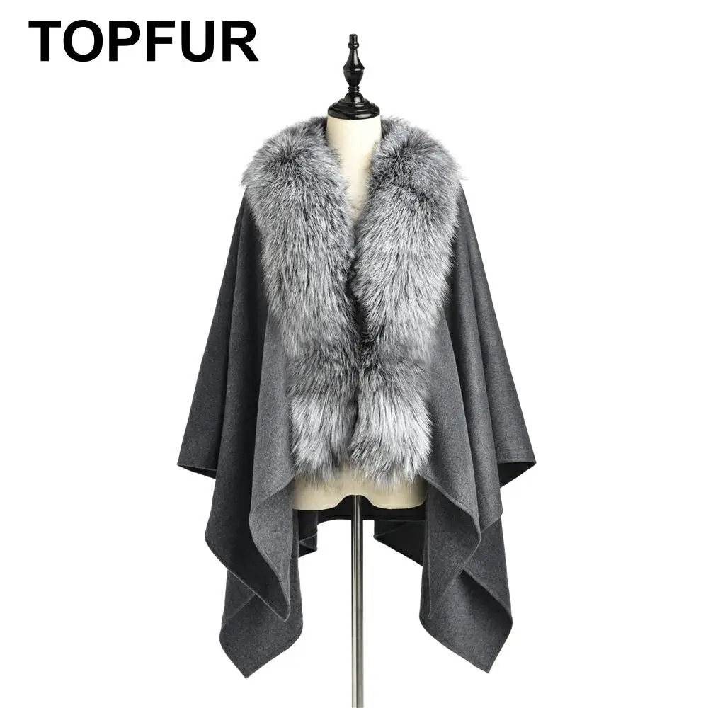 TOPFUR Новая модная зимняя женская накидка из натурального меха лисы верхняя одежда