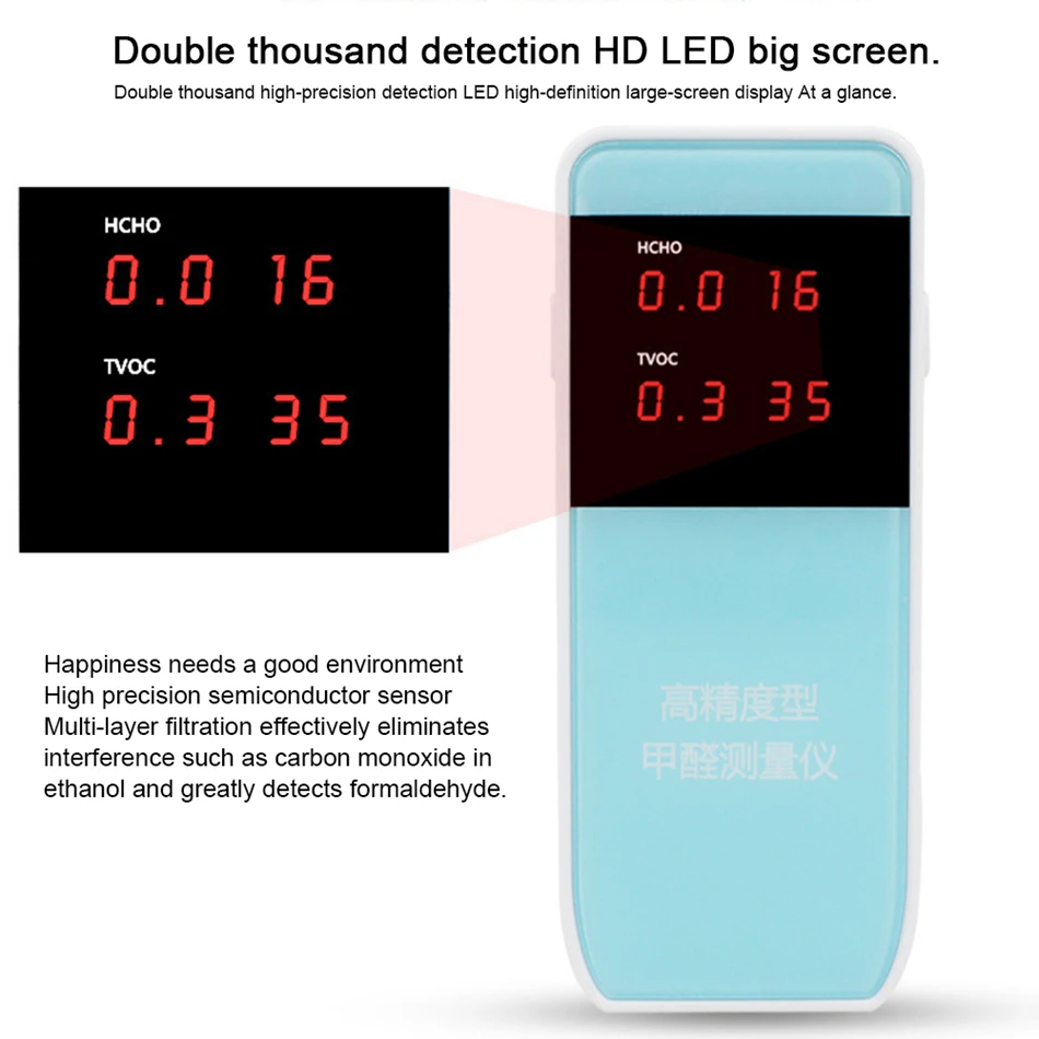 High Precision Formaldehyde Detector Home Air Quality Tester HCHO TVOC Portable Indoor Meter Monitor Professional Multifunction