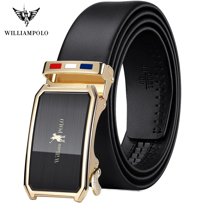 

Ремень WILLIAMPOLO мужской из натуральной кожи, роскошный пояс с автоматической металлической пряжкой