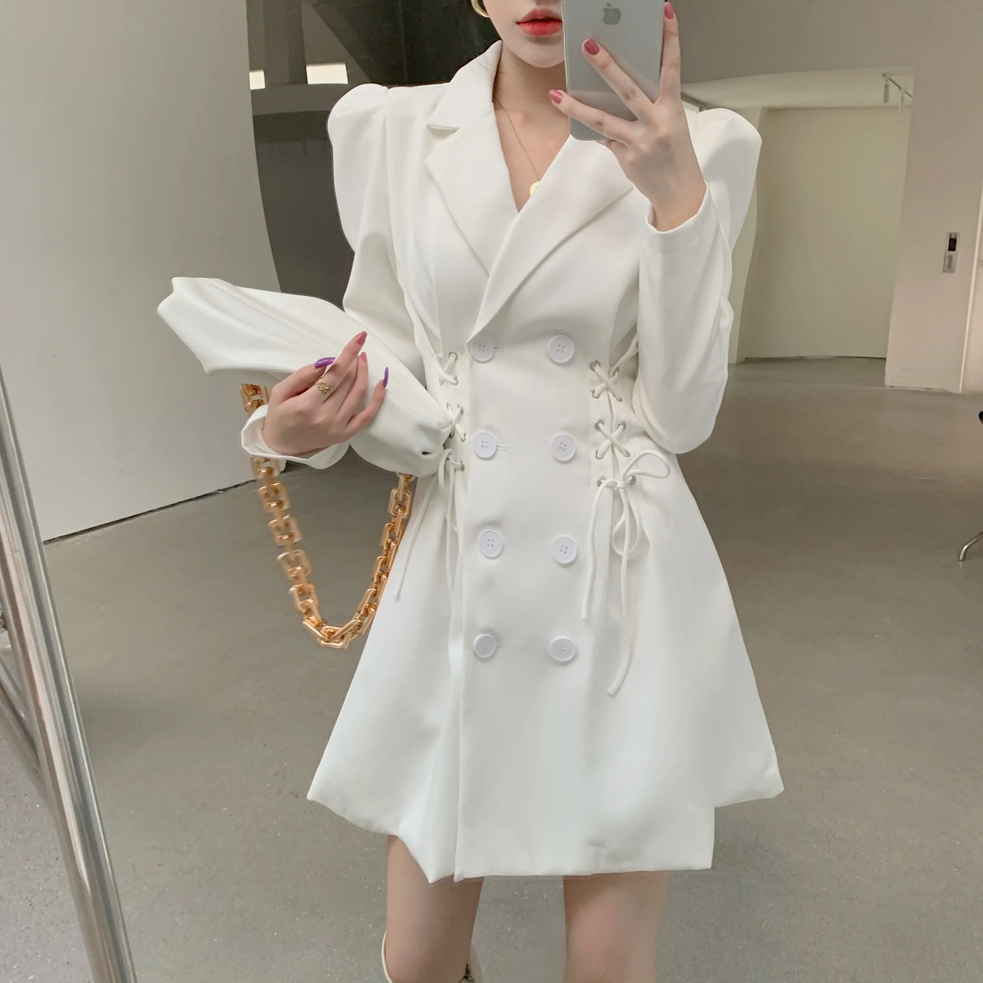 

Suit Skirt Women's Style Double Breasted Lace-up