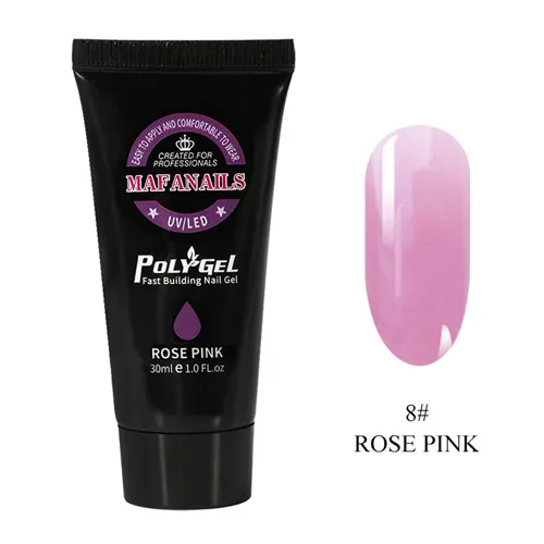 rose pink 30 мл полистроительный гель, УФ светодиодный, для самостоятельной сборки, профессиональный полигель для наращивания ногтей, 9 цветов, для создания ногтей, УФ акриловый полигель для ногтей - Цвет: rose pink