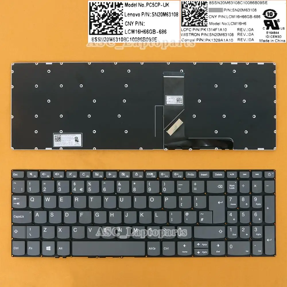 Клавиатура qwenty для Lenovo ideapad черная без рамки 330 17IKB 320 17abr 330E 17IKB|Клавиатуры замены| |