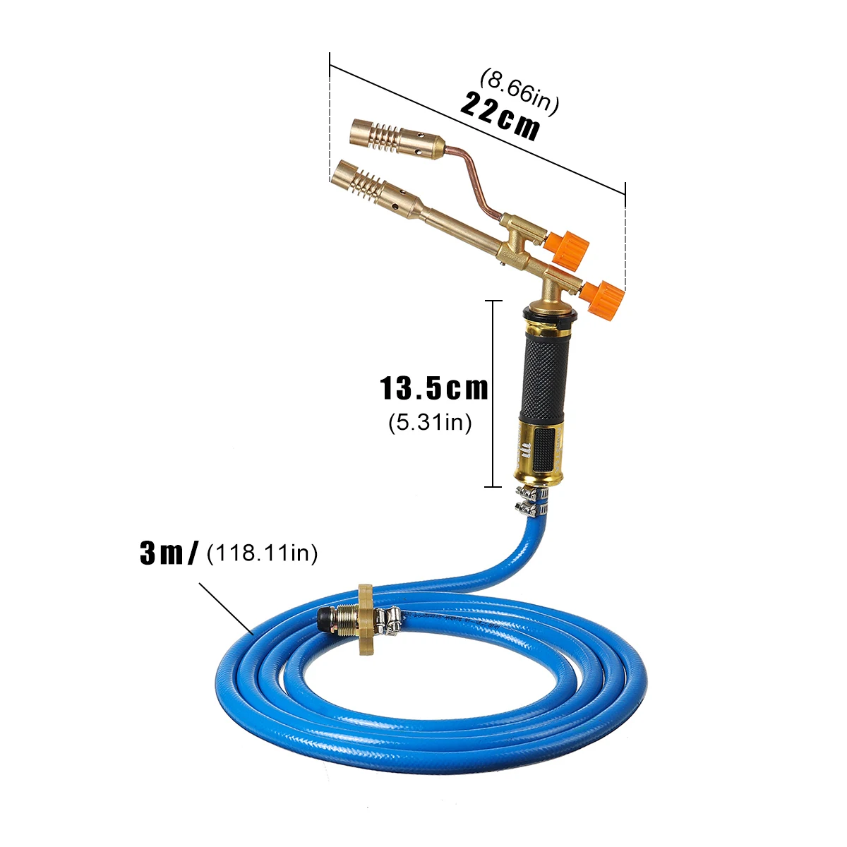 

Dual Head Electronic Ignition Liquefied Gas Welding Torch Full Copper Hose For Soldering Cooking Brazing Heating Lighting