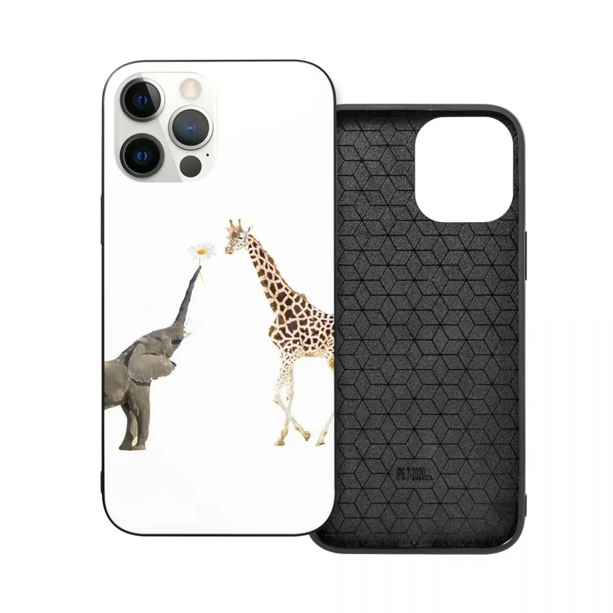 

Стеклянный бампер из ТПУ для iPhone 12, 11, Xs, Xr, X, Pro Max, Mini, 7, 8, Se2 Plus, 6, 6S, с изображением жирафа и слона