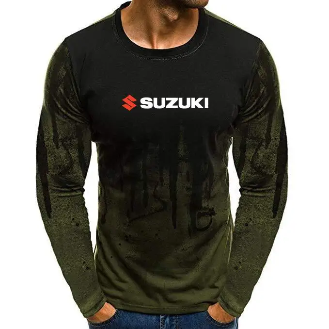 Мужские футболки мужские Suzuki Racing DecalPrint Осенние Топы с принтом брызг чернила