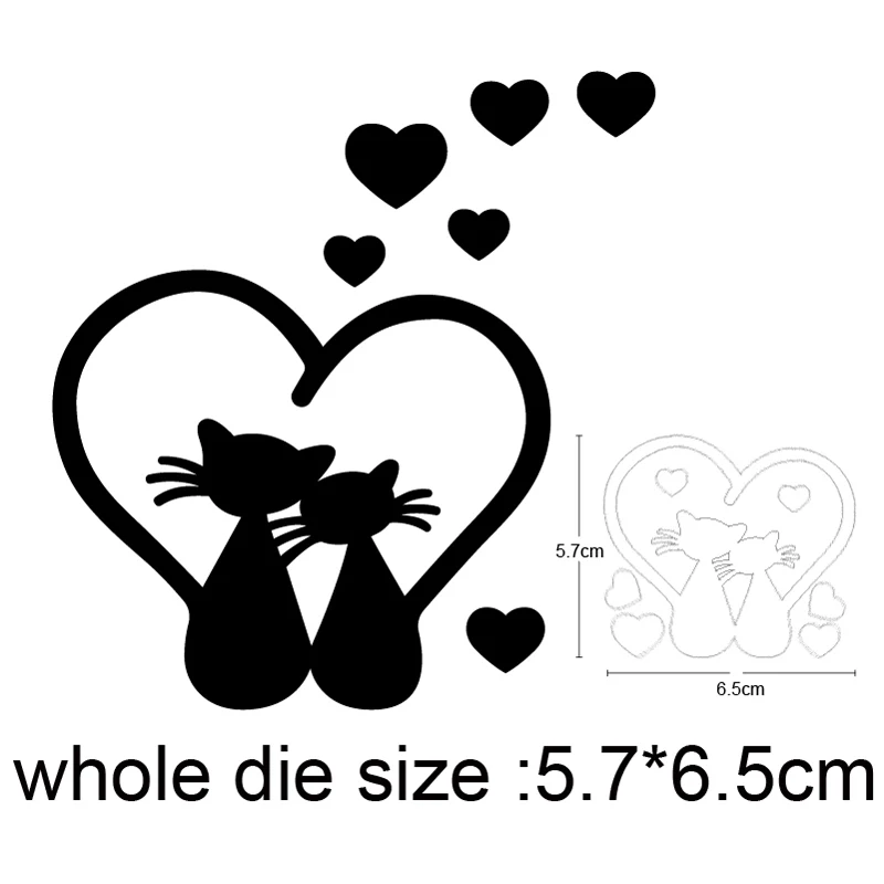 

Couple Cat Heart Frame Metal Cutting Dies Stencils For Scrapbooking dies DIY Craft Photo Card Making Embossing Die Cuts 2020 New