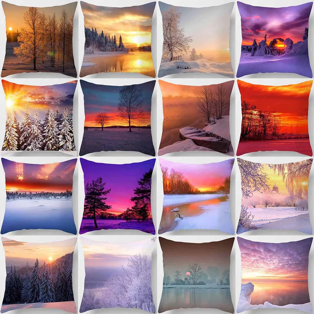 

The snow color in the setting sun, home decoration, printing pillowcase, sofa decoration cushion, suite room decoration