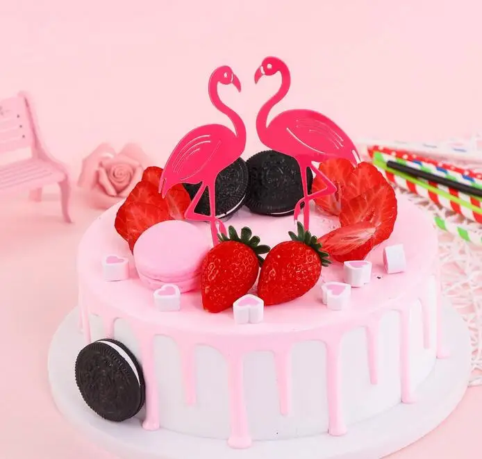 С Днем Рождения Единорог Фламинго акриловый торт Топпер торты украшения