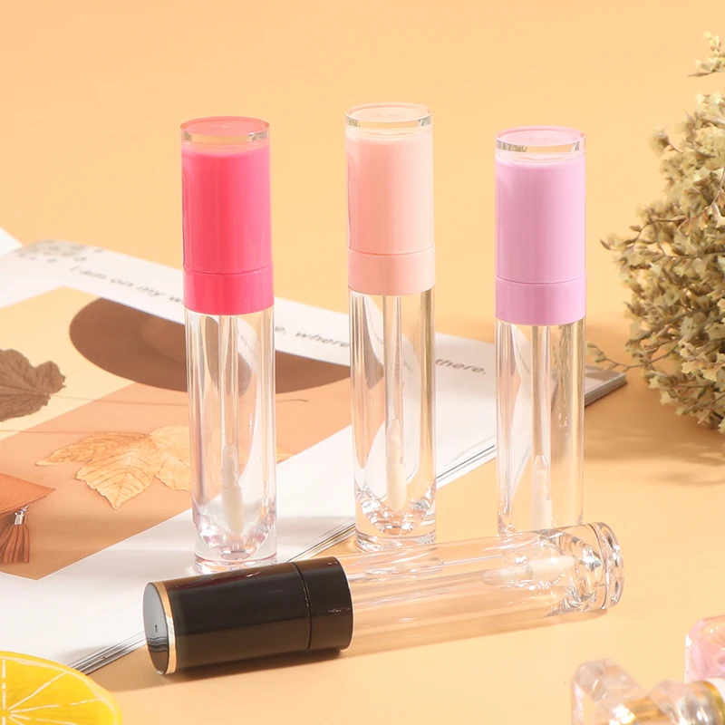 

8ml Empty Lip gloss tube Clear lip glaze bottle Pink,Black cap,DIY Refillable Makeup Cosmetics packing container