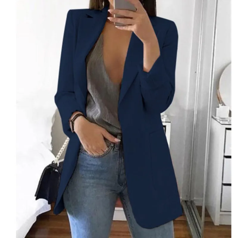 

5XL Fashion Solid Color Lapel Long Sleeve Business Women Blazer Coat Suit Jacket Female Outerwear Blazers Outerwear High Quality