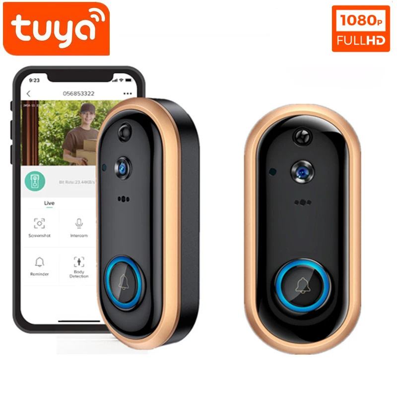 

Умный дверной звонок по Intercom, Видеозвонок 1080P с камерой, инфракрасный сигнал для входной двери, беспроводной дверной Звонок
