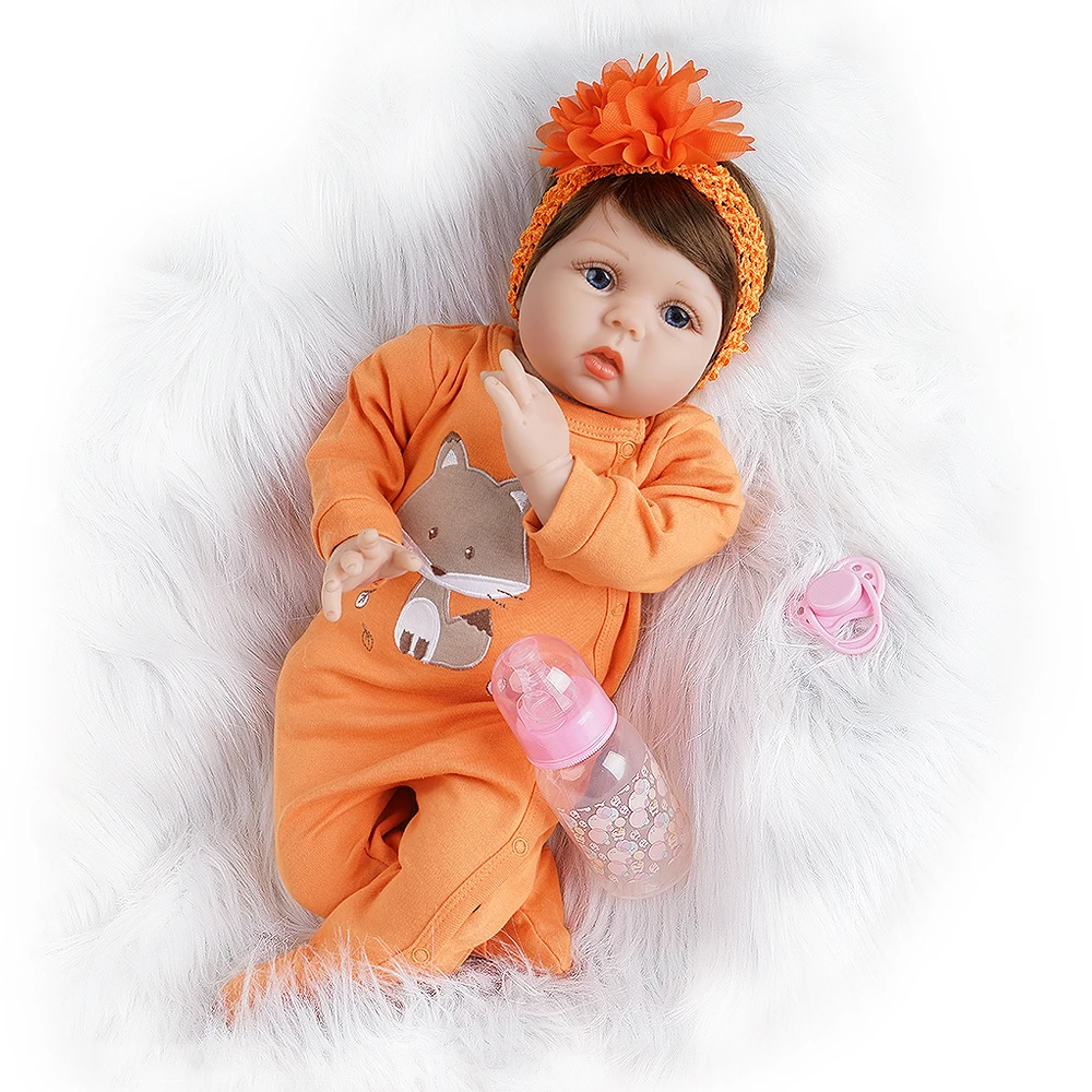 55 см Reborn Baby Doll девушка силикон винил новорожденный оранжевый наряд | Игрушки и