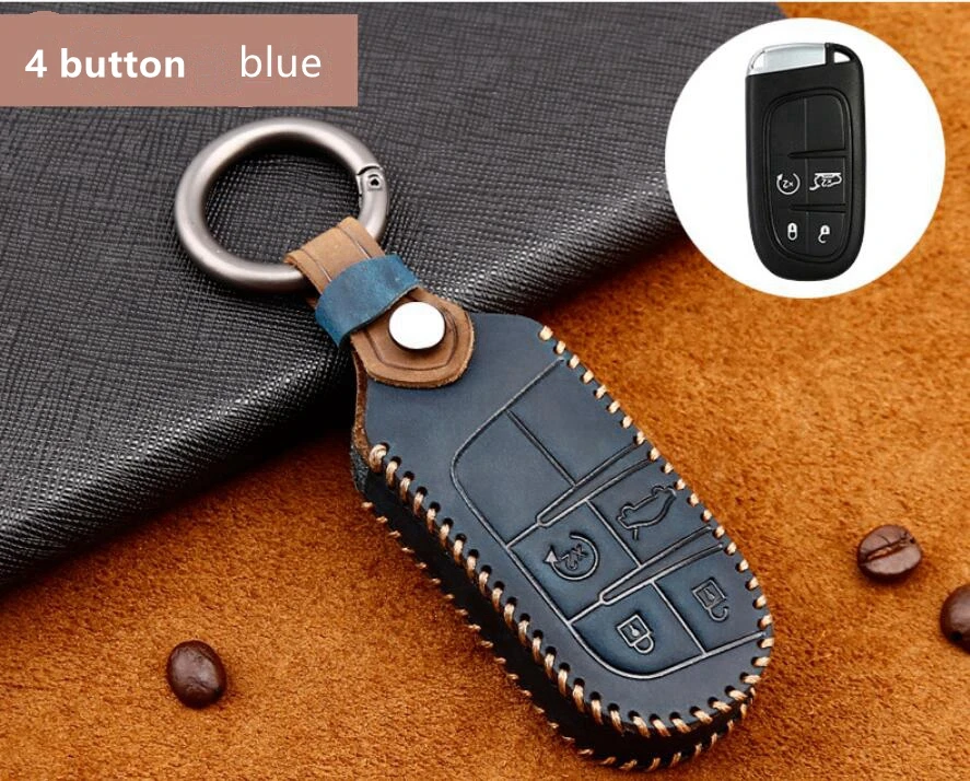 Чехол для автомобильного ключа ручной работы из натуральной кожи Jeep Grand Cherokee Compass