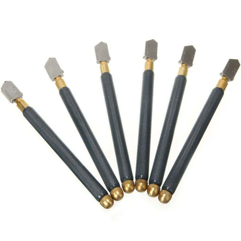 

6Pcs TC-17 Oil Glass Cutter Metal Handle Diamond Straight Head Cutting Tool Pack Promotion