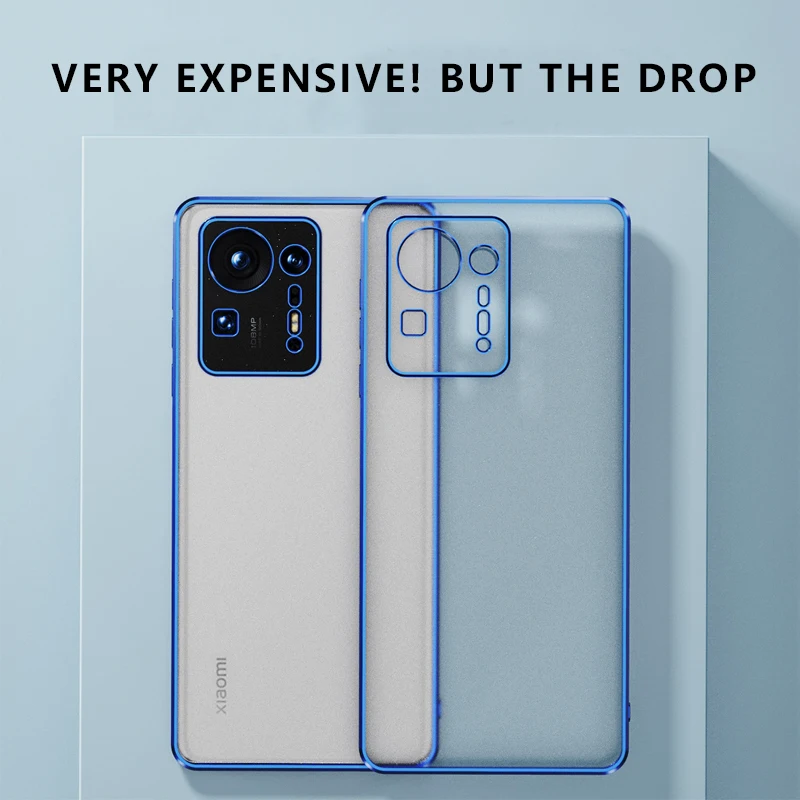 

For Xiaomi Mix4 Transparent Plating Matte Mobile Phone Case Straight Edge Square Precision Hole Protective Shell Anti-fall Cover