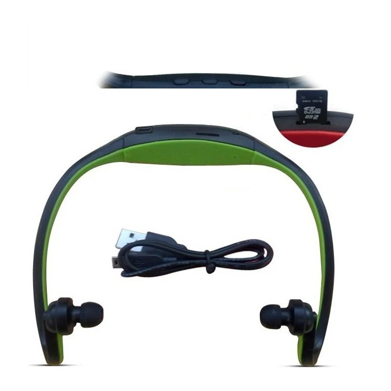 MP3 наушники Беспроводная USB зарядка вставка TF карта плеер Спорт Бег Шейная