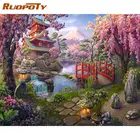 Алмазная 5d картина RUOPOTY с пейзажем, полноразмерная вышивка, мозаика сакуры, японское украшение для дома с цветами вишни
