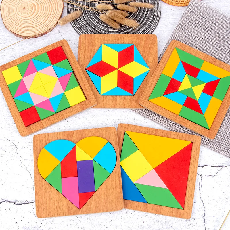 

Creative rainbow 3D Puzzle Jigsaw Game Montessori Early Learning Educational Drawing Board Geometry Cognitive Toy Gift For Kids