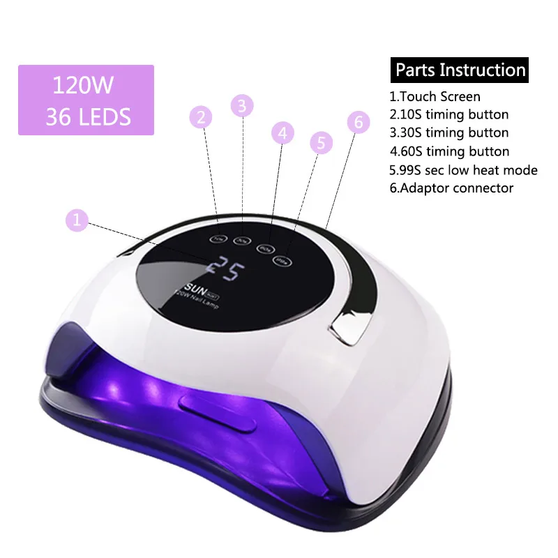

36 LED Nail Dryer Lamp for Drying Nails 72W UV Gel Nail Lamp for Curing Gels with Handle Nail Lamp Tools Manicure Machine