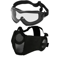 airsoft mask lower steel mesh mask protective half face mask glasses comfortable and cool mask goggles set for adult men women