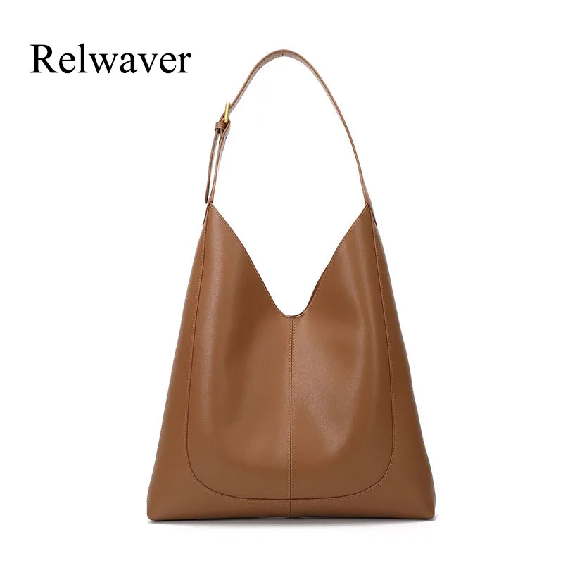 

Relwaver genuine leather tote bag big capacity women shoulder bag