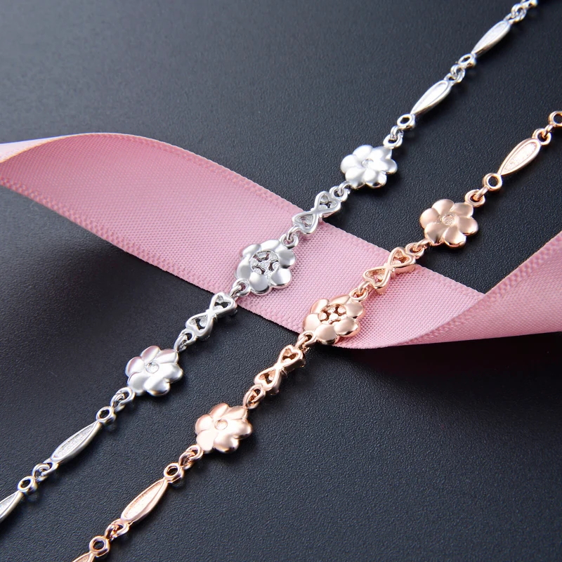 

18 Cm Wholesale Jewelry Sterling Silver Bracelet Rose Gold Hand Accessory High Quality Brand Waist Chain Wedding Bracelet Female