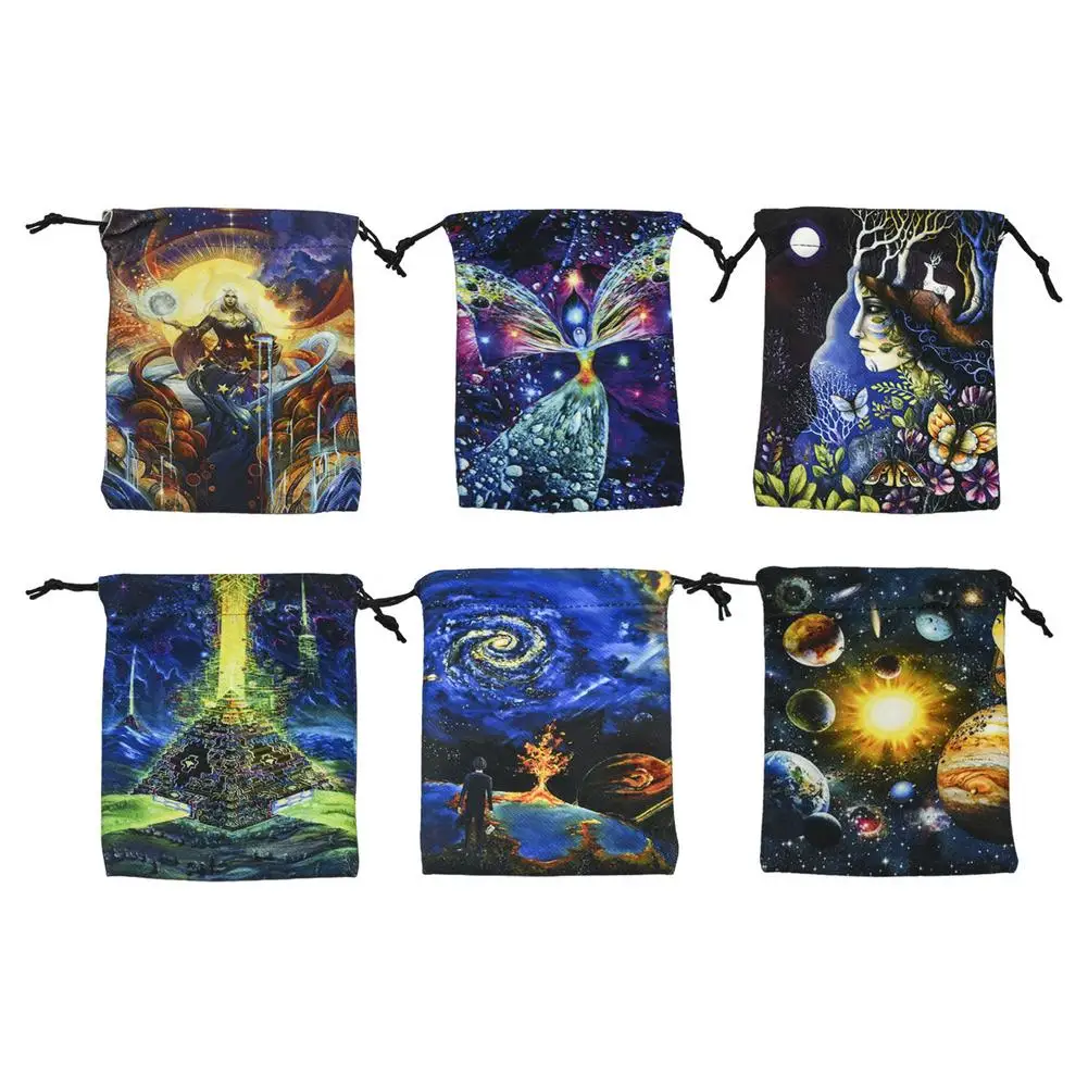 

Printed Velvet Tarots Storage Bag Oracle Card Witch Divination Accessories Tarot Cards Drawstring Package Mini Bag