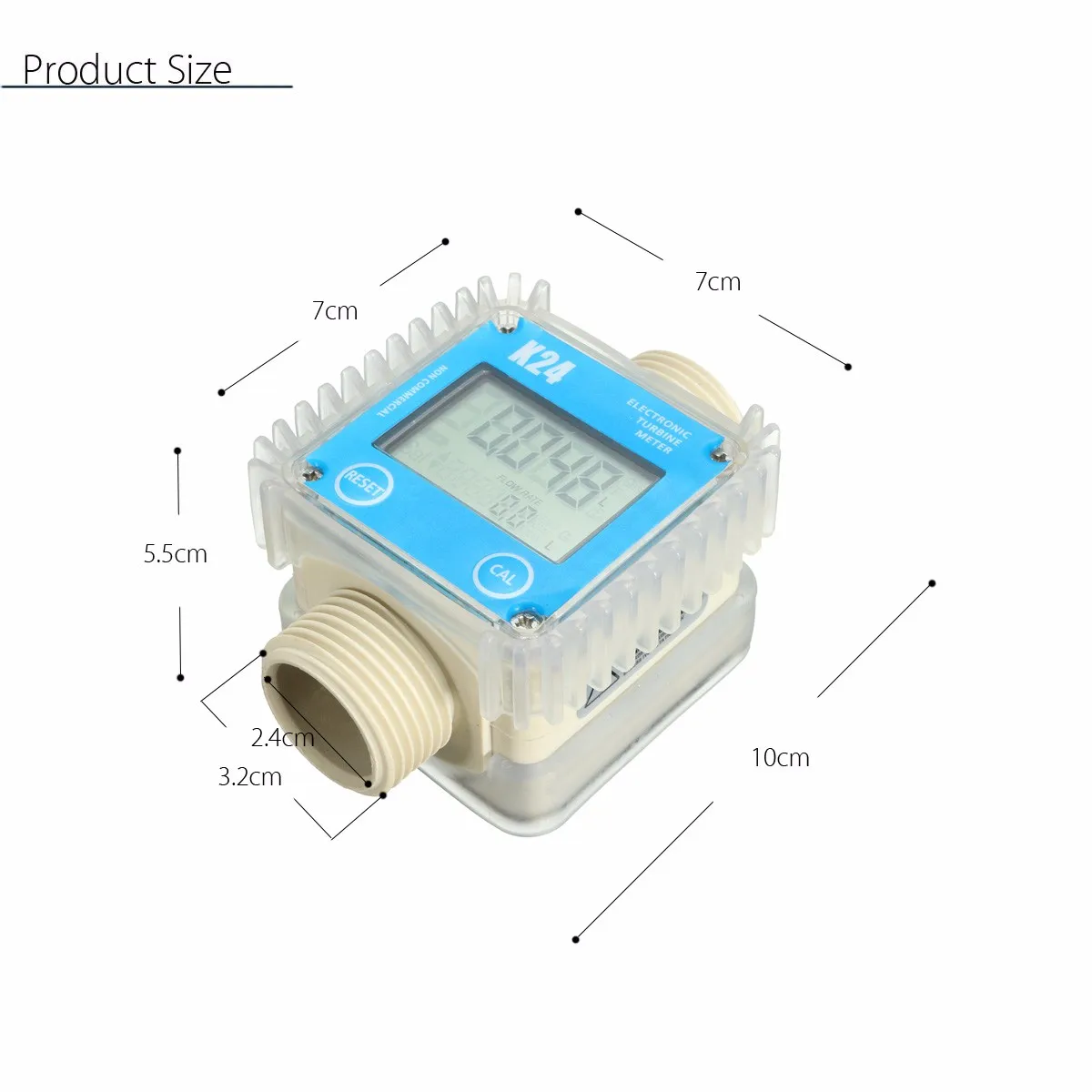 

K24 Turbine Digital Diesel Oil Fuel Flow Meter For Chemicals Liquid Water Flowmeter Blue for Measuring Gasoline Flowmeter Gauge