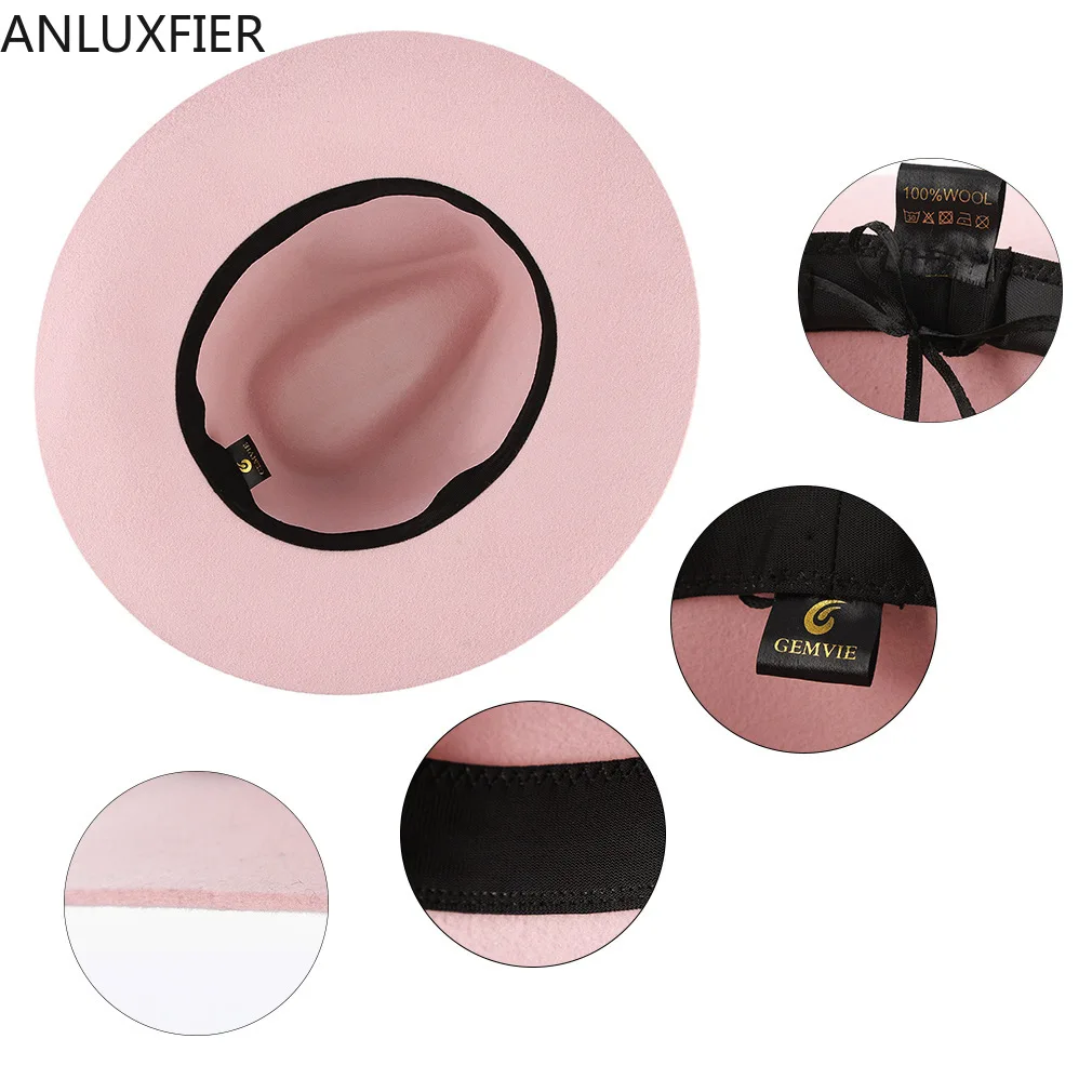 

H7201 European American Women's Wool Fedoras Hat Female Concave Top Fedora Cap Ladies Church Party Banquet Elegant Fashion Hats