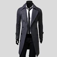 wholesale fashion men solid color long sleeve lapel button slim fits overcoat coat outwear