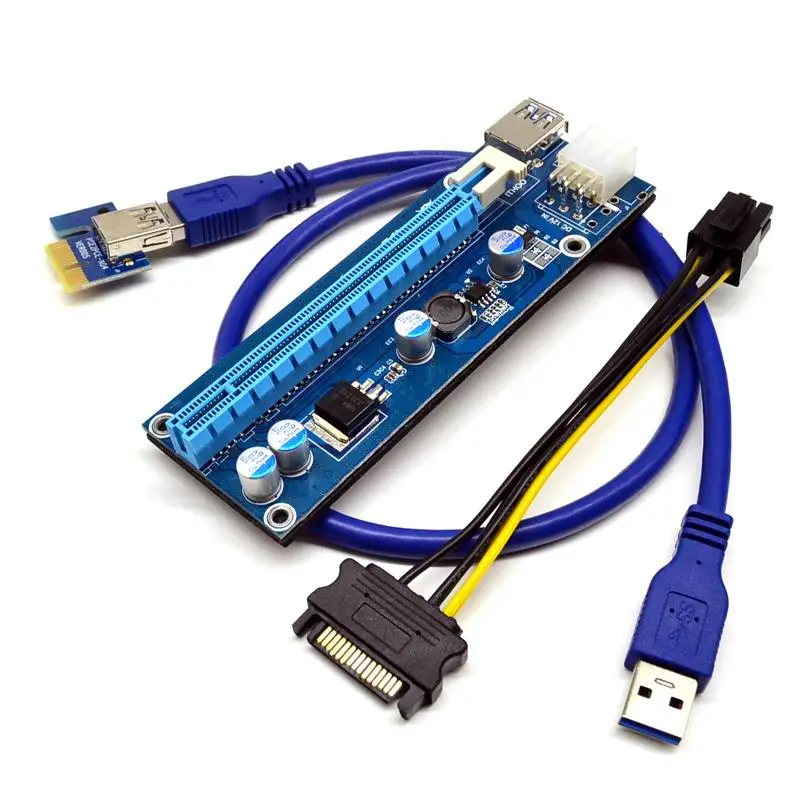 PCIe PCI E Экспресс Райзер карта 1x до 16x USB 3 0 кабель для передачи данных с SATA 15pin Male к 4pin