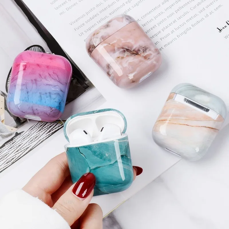 Чехол для наушников с мраморным узором для Airpods 1 2, Жесткий Чехол из поликарбоната, чехол для зарядки AirPods 1 2, защитный чехол I11 I12 I9s