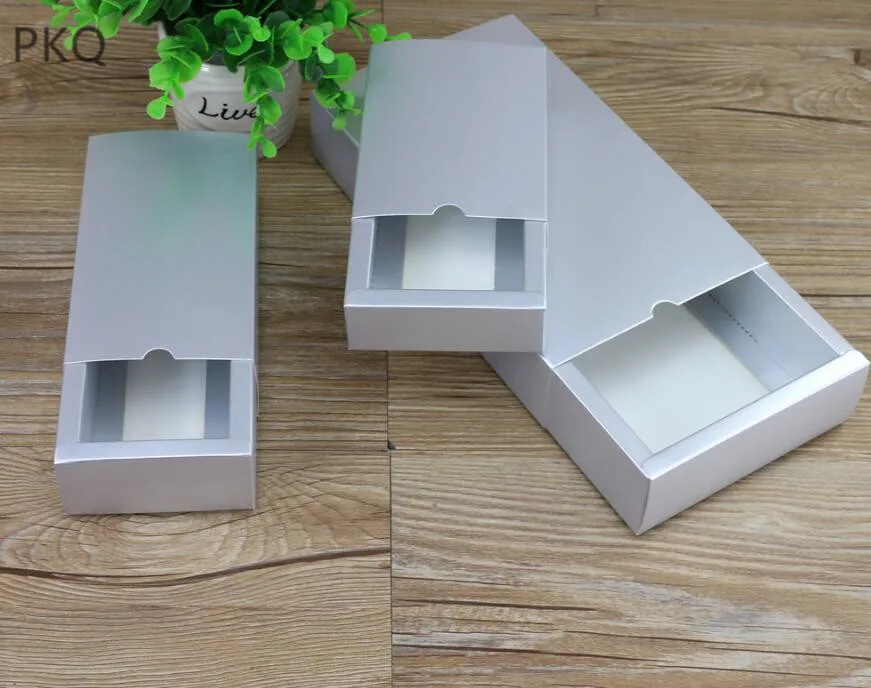 20 шт светло-золотой цвет бумажная Выдвижная коробка серебро картонная