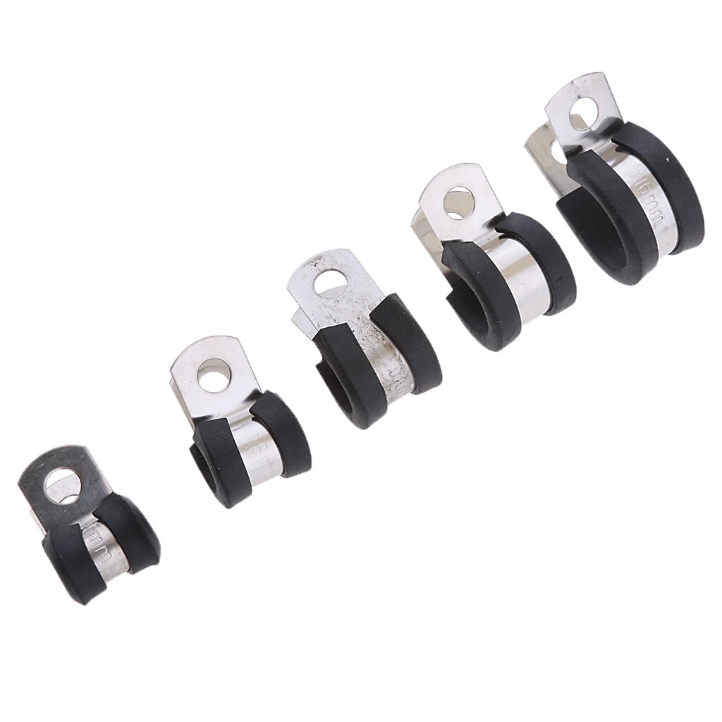 

44Pcs Stainless Steel Rubber Cushioned Cable Clamps for Boat Car Industrial